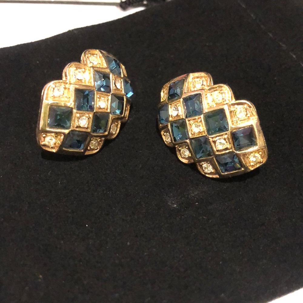 Montana Blue Crystal & Gold Earrings-Boutique